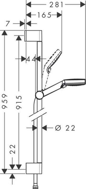 Immagine prodotto hansgrohe Set doccia Crometta 100 Vario con asta doccia 90 cm (2 Tipi di raggi, 14 l/min)