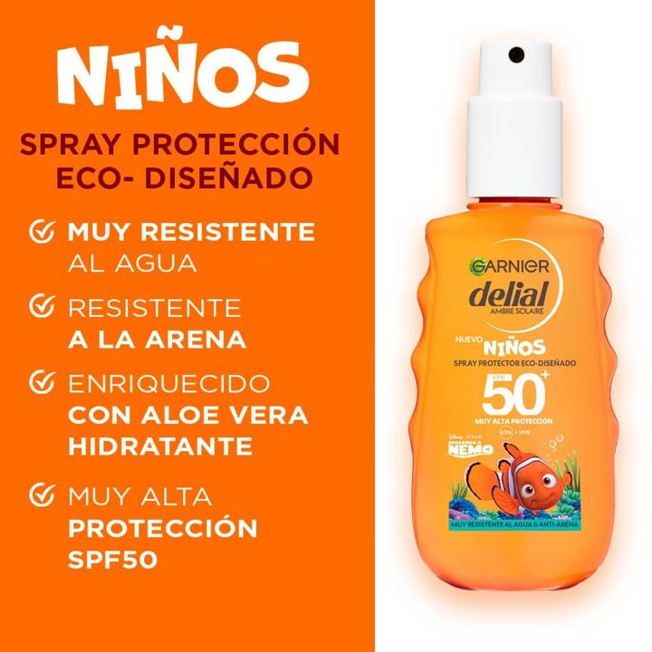 Actual product image Garnier NIÑOS spray protector eco-diseñado SPF50+ 150 ml (Sun spray, Suntan cream, SPF 50+, 150 ml)