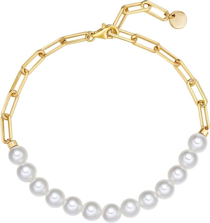 Immagine prodotto Rafaela Donata Armband Sterling Silber gelbgold Muschelkernperle weiss - 38620 (22 cm, Argento)