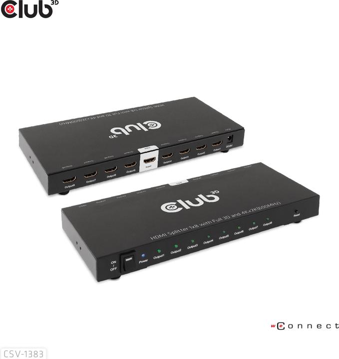 Actual product image Club 3D Club3D HDMI Splitter 1 input -> 8 outputs 4K60Hz UHD retail