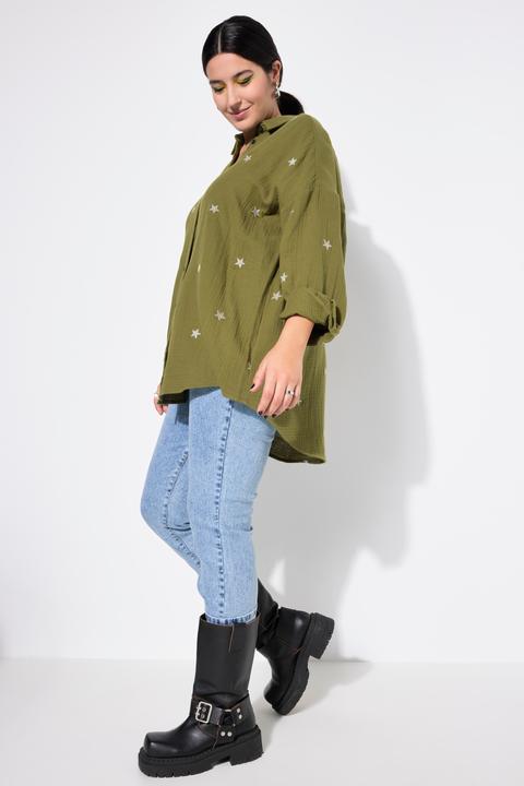 Image du produit Studio Untold Chemisier oversized en mousseline. Manches longues, broderie (46, 48)