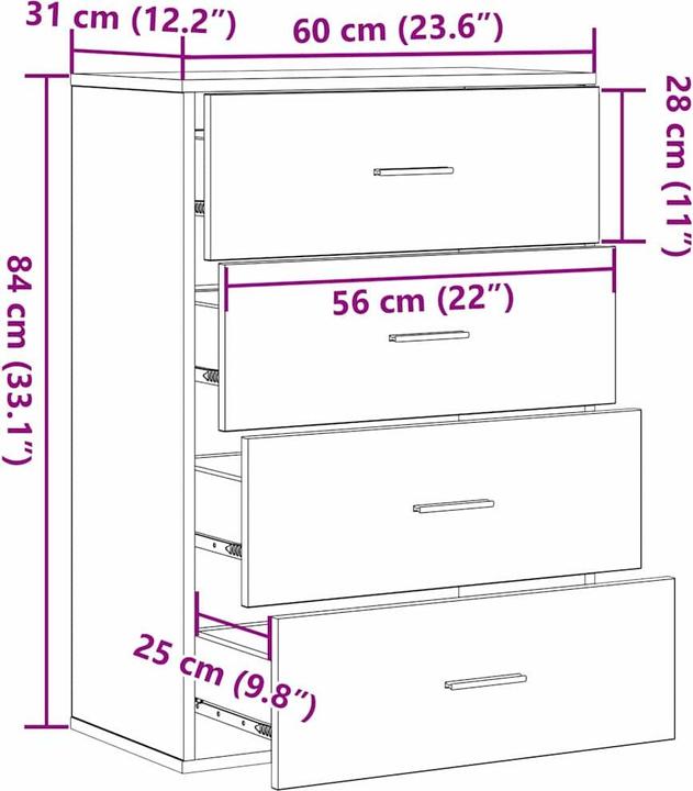 Actual product image vidaXL Aufbewahrungs-Sideboard (31 x 31 x 84 cm)