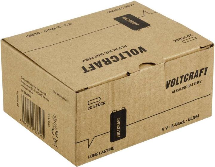 Produktbild Voltcraft VC-16107985 9 V Block-Batterie Alkali-Mangan 550 mAh 9 V 20 St. (20 Stk., 9V Block, 550 mAh)