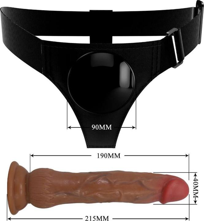 Actual product image Pretty Love - Kyton Universal Harness Slip Mit Squirting Dildo 19 cm Mulato