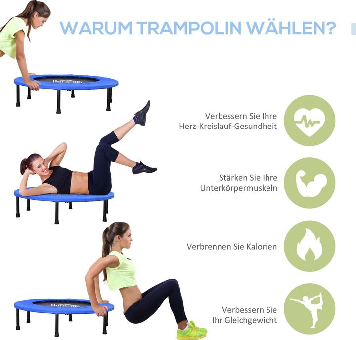 Produktbild Homcom Fitness-Trampolin Stahl, Kunststoff Blau+Schwarz