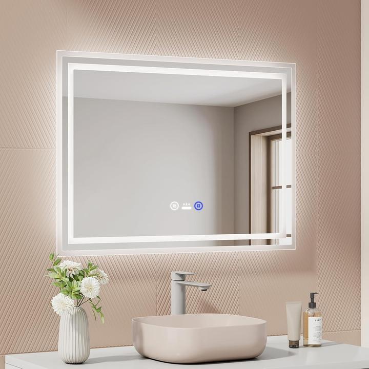Productafbeelding Emke Motion Sensor LED Bathroom Mirror with Anti-Condensation and 3 Dimmable Light Colors (50 x 70 cm)