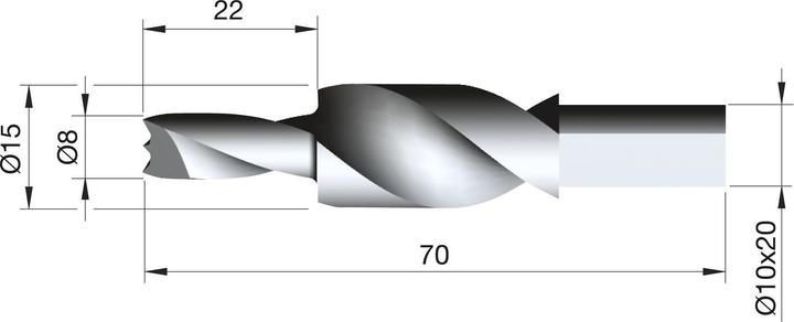 Italiana Ferramenta HSS Bohrer für Steckbodenträger Kintai (15 Millimeter, 8)