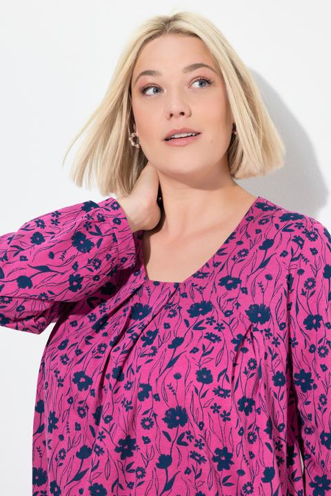 Produktbild Ulla Popken Shirt, Zierfalten, A-Linie, Carree-Ausschnitt, Langarm (60)