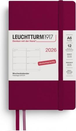 Produktbild Leuchtturm1917 LEUCHTTURM 1W/2S.POCKET HC PO.RED (A6, 1 Woche / 2 Seiten)