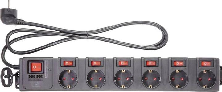 Produktbild Renkforce 615C-CMB-SUSB Steckdosenleiste mit Schalter Schwarz Schutzkontakt (6x, CEE 7/3, 1.50 m)