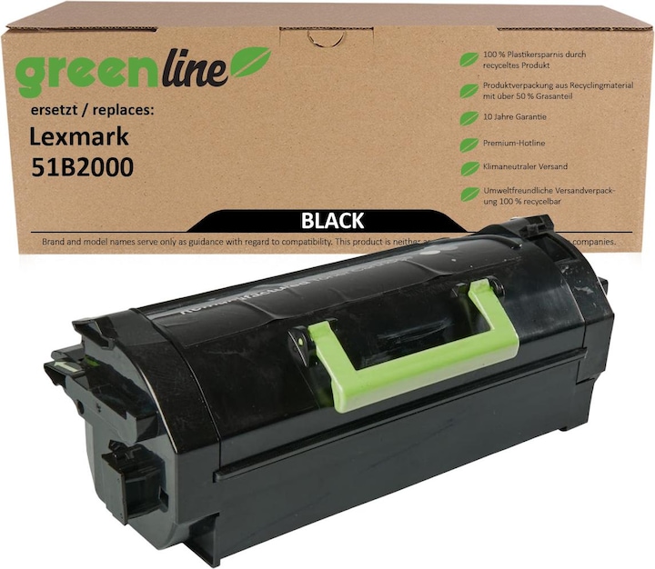 Produktbild Inkadoo Toner greenline ersetzt Lexmark 51B2000 Toner, schwarz Schwarz (BK)