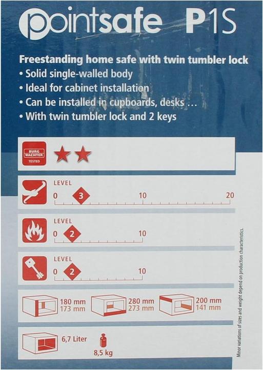 Produktbild Burg Wächter Möbeleinsatztresor Point-Safe P 1 S (6.65 l)