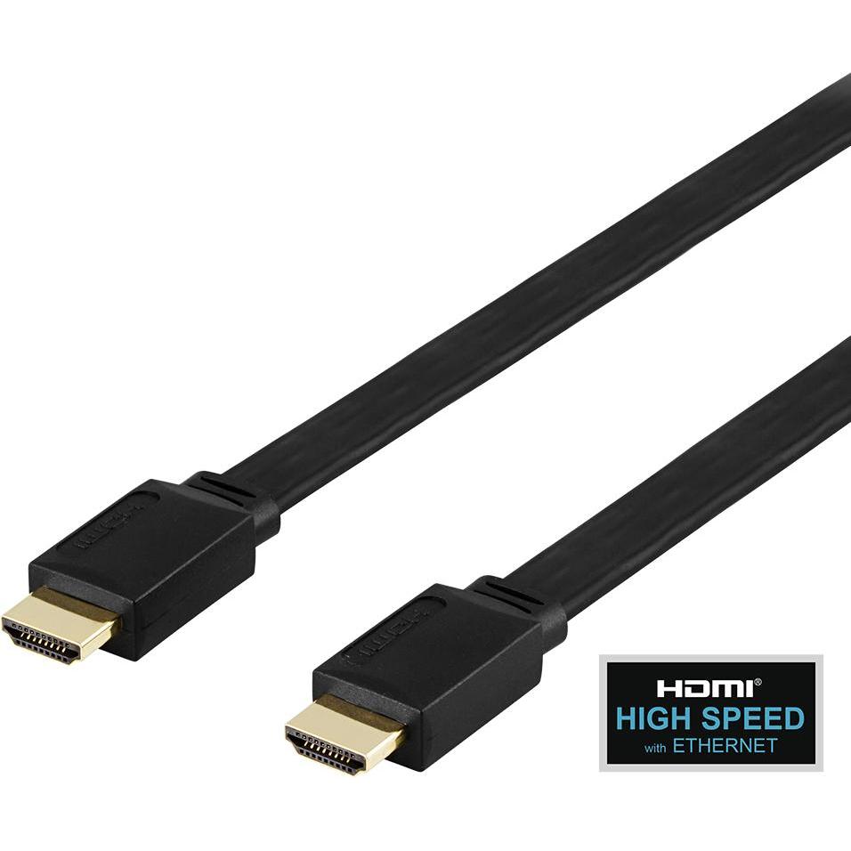 Deltaco Kbl HDMI ha-ha 1.4, 4K Tariffa Flat 1m Svart (1 m), Cavo video, Nero