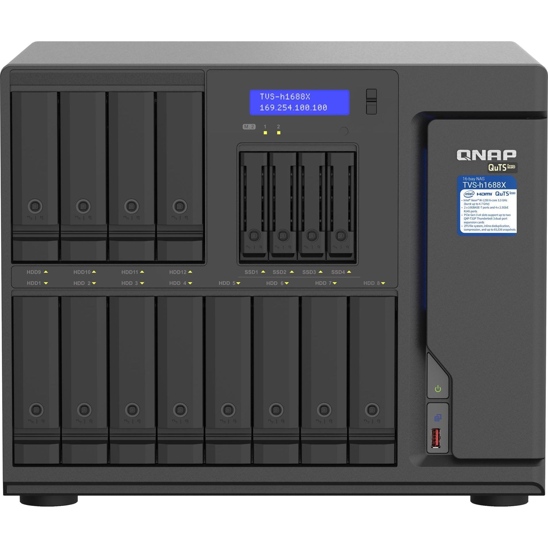 QNAP TVS-h1688X-W1250-32G (0 TB), NAS, Schwarz