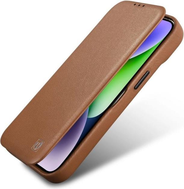 Actual product image iCarer CE Premium Leather Folio Case for iPhone 14 Pro Magnetic Flip Leather Folio Case MagSafe Brow (Apple iPhone 14 Pro)