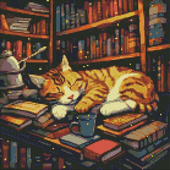 Actual product image Ideyka Diamond Painting - Book lover with frame 40 x 40 cm