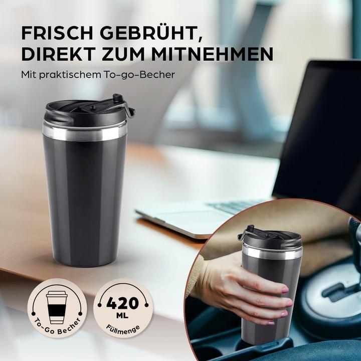 Produktbild Vedia Barista Kaffeemaschine Single, mit Permanentfilter und To-go-Becher