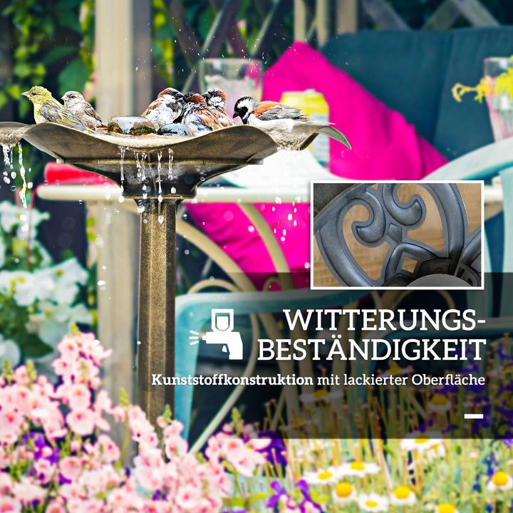 Produktbild Outsunny Vogeltränke mit Blattdesign und Ornamentfuss