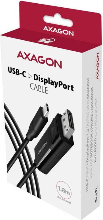 Actual product image Axagon RVC-DPC USB-C to DisplayPort cable, 1.8 m, 4K/60Hz (1.80 m)