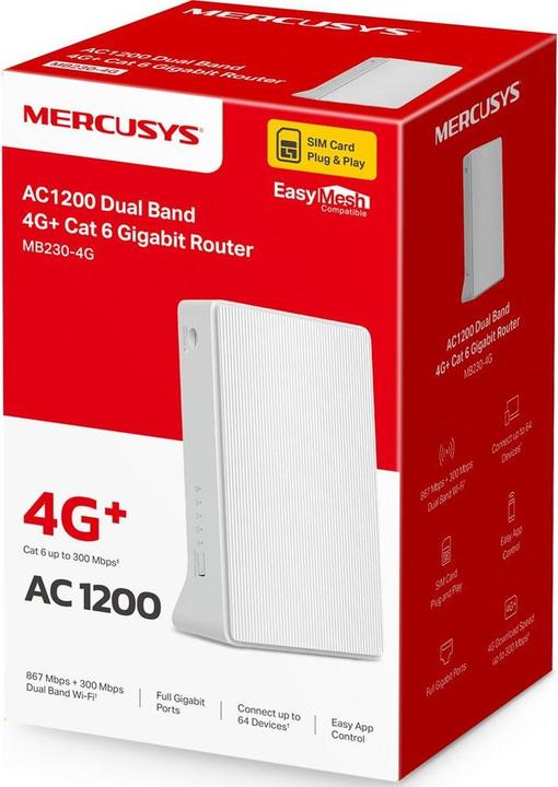 Produktbild Mercusys WL-Router LTE MB230-4G (AC1200/4G-LTE Modem)