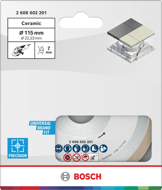 Produktbild Bosch Professional Zubehör Diamanttrennscheibe Standard for Ceramic, 115 x 22,23 x 1,6 x 7 mm, 1er-Pack