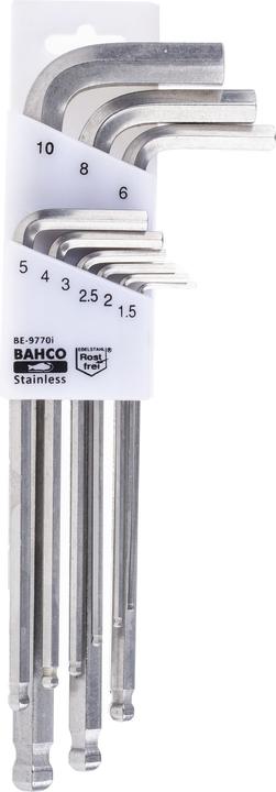 Actual product image Bahco Metric stainless steel offset screwdriver set, long ball head, for hexagon head screws - 9-piece