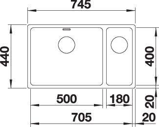 Produktbild Blanco Andano 500/180-U (Unterbauspüle, 74.50 cm, 44 cm)
