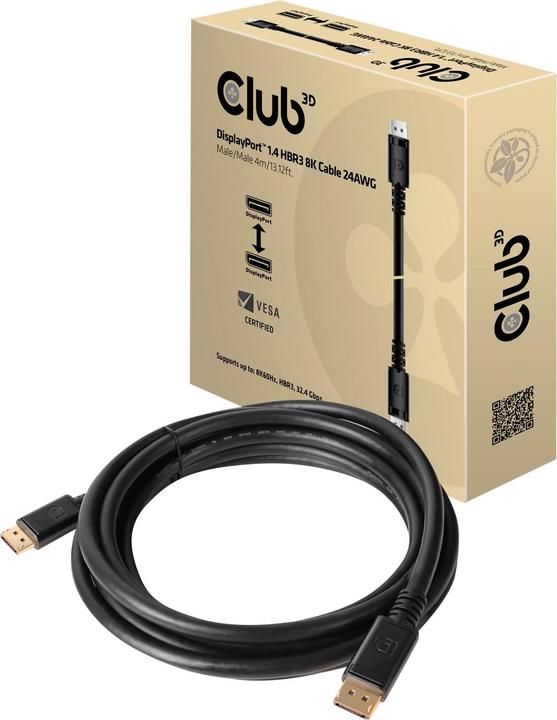 Produktbild Club 3D DisplayPort 1.4 HBR3 8K Cable M/M /13.12ft (4 m, DisplayPort)