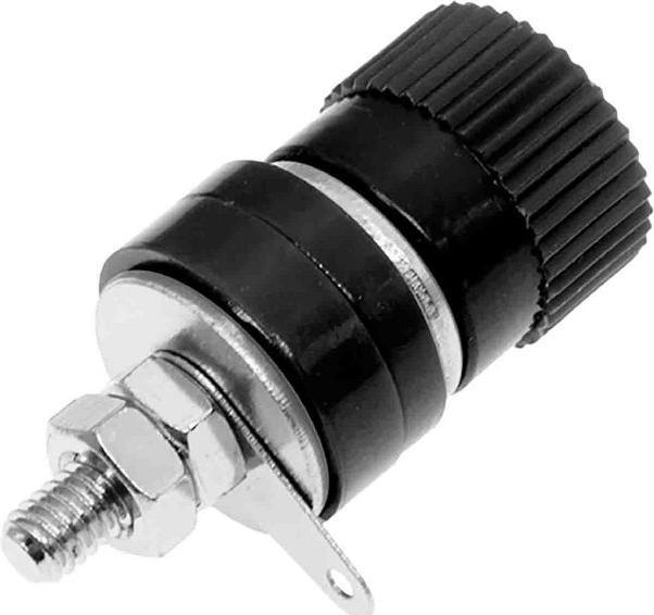 Actual product image RS PRO 4 mm banana socket black, nickel-plated contact, 30V / 24A, solder connection
