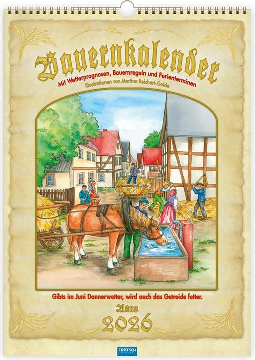 Immagine prodotto Trtsch Grobildkalender Bauernkalender 2026 mit Wetterprognosen Bauernregeln und Ferienterminen (30 x 42 cm)