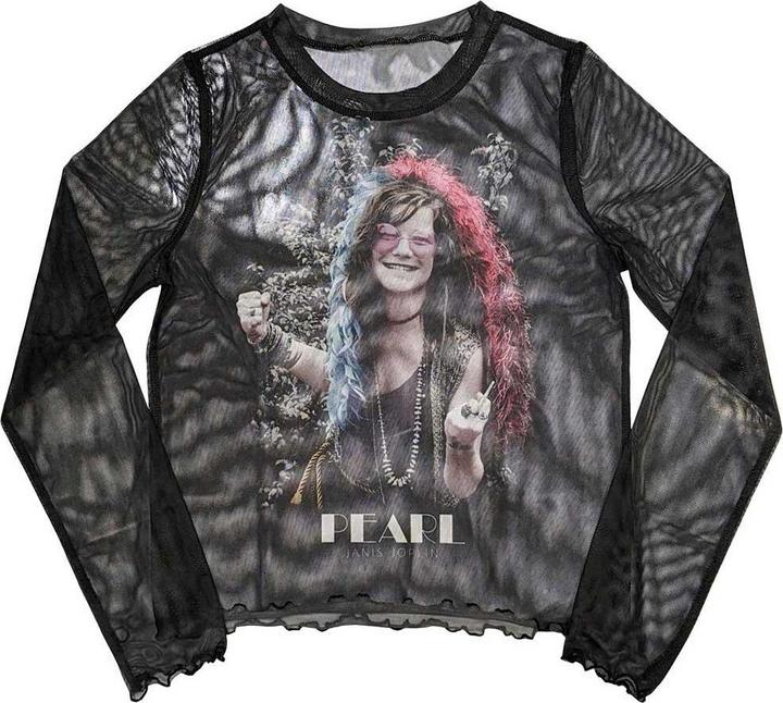Actual product image Janis Joplin Womens/Ladies Pearl Garden Mesh Long-Sleeved Crop Top (XL)