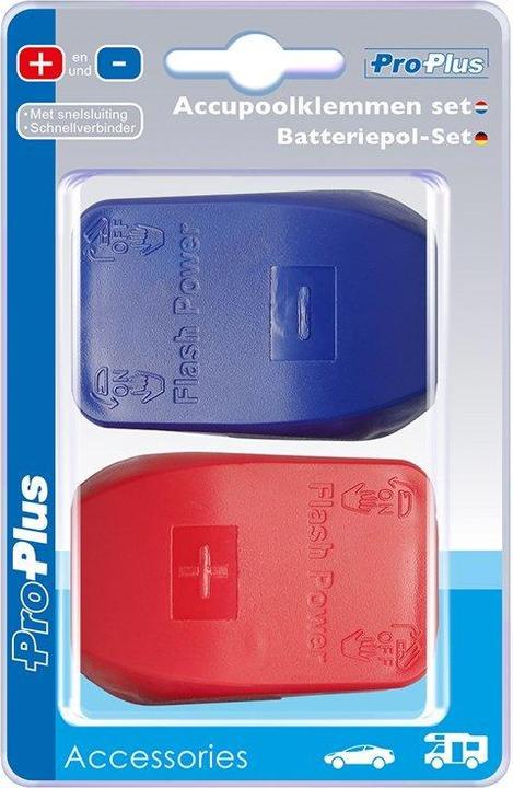 Actual product image ProPlus Battery pole quick connector set (+) and (-) in blister pack