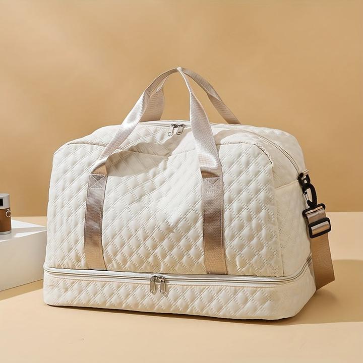 Actual product image Only-Bags.Store Lightweight Argyle Pattern Luggage Bag, Large Capacity Travel Duffle Bag, Portable Overnight
