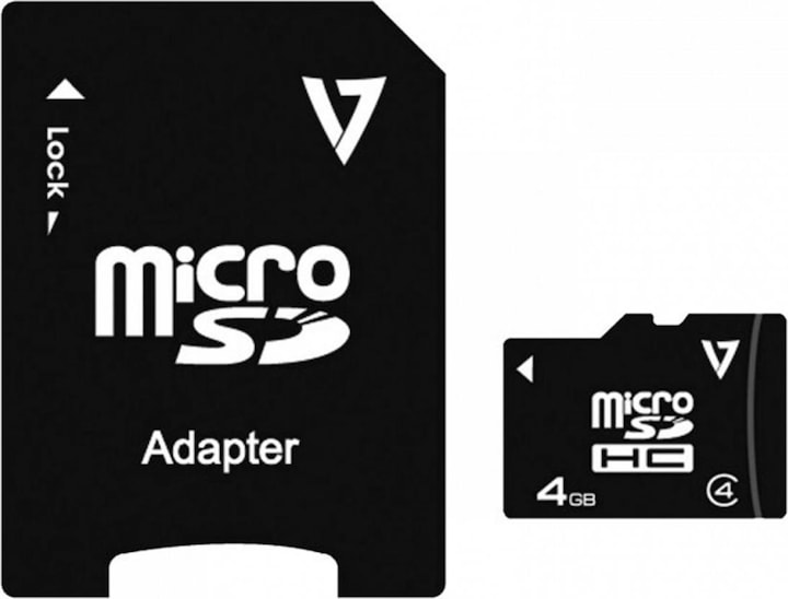 Produktbild V7 Micro SDHC Class 4 und Adapter (4 GB, SDHC)