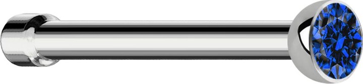 Produktbild Star Piercing Nasenstecker gerade silber mit Kristall dunkelblau (Titan G23, ohne Messing)