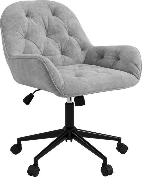 Produktbild Swisshandel24 Bürostuhl mit Wippfunktion, ergonomisch, Samtoptik, Hellgrau (46 - 56 cm)