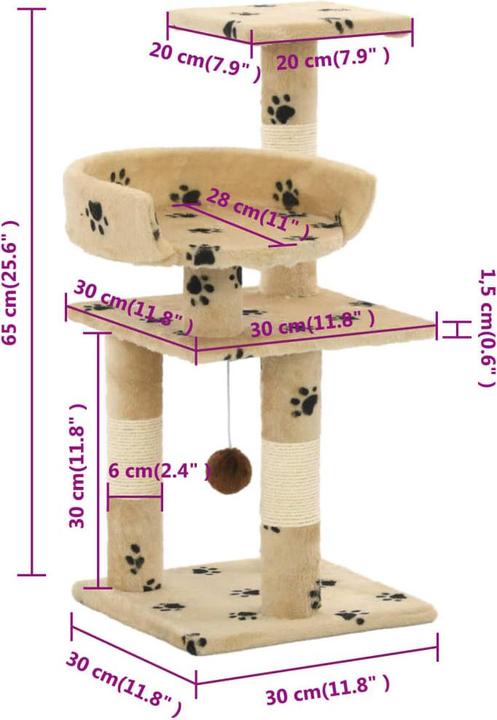 Produktbild vidaXL Kratzbaum (65 cm, Beige)