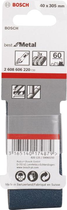 Produktbild Bosch Professional Zubehör Schleifband-Set X450, Expert for Metal, 3-teilig, 40 x 305 mm, 60 (60)