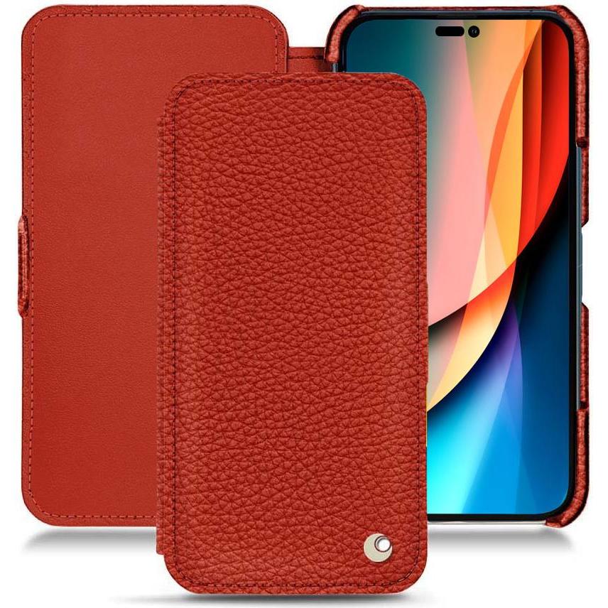 Noreve Lederschutzhülle horizontal (Apple iPhone 14 Pro), Smartphone Hülle, Orange