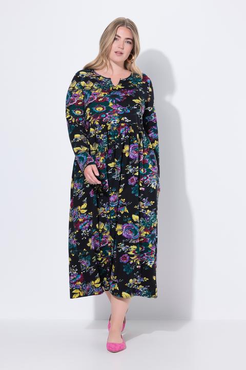 Produktbild Ulla Popken Maxikleid, Blüten, A-Linie, Tunika-Ausschnit, Langarm (60)