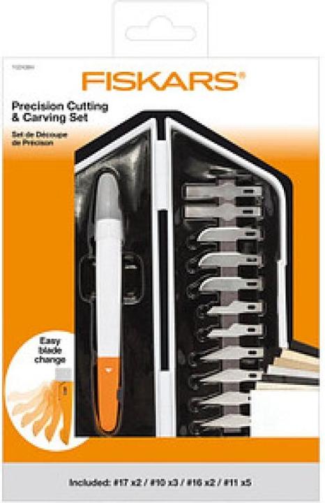 Actual product image Fiskars Craft knife ""Premium Precision"", set of 13 Contents: 1 x precision knife, 3 x curved blades, 5 (Cutters)