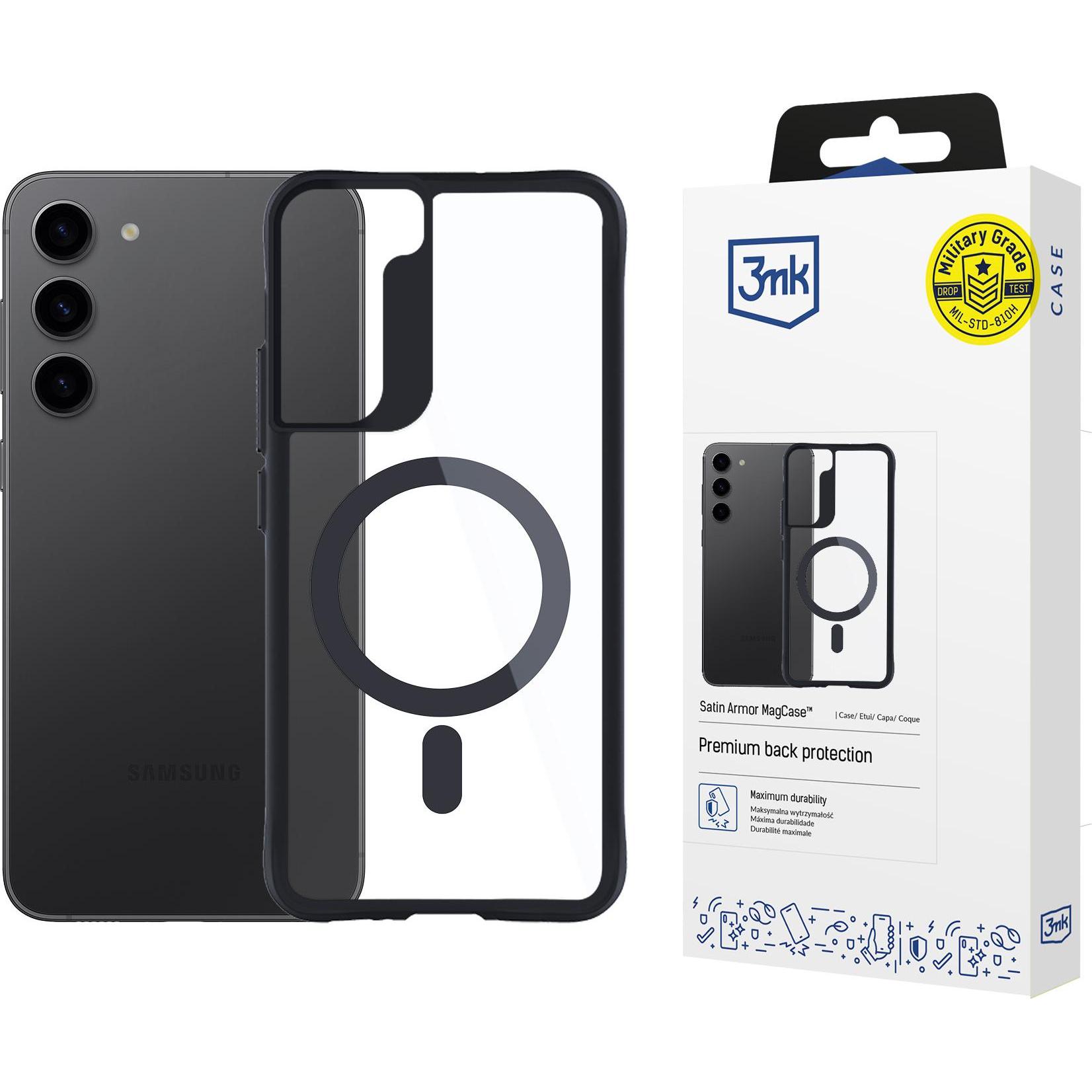 3Mk Trasparente Satin Armor Magcase Sam S23+ S916 (Samsung Galaxy S23+), Cover Smartphone,