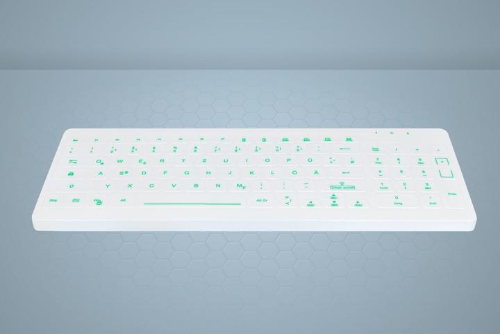Image du produit Active Key Clavier compact hygiénique rétroéclairé avec NumPad USB scellé Blanc (Allemagne, Filaire)