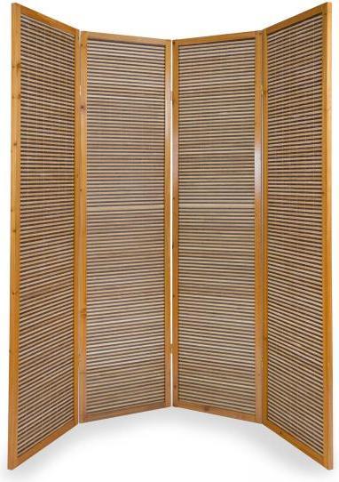 Actual product image Homestyle4u 4-fold Wooden Screen Bamboo brown
