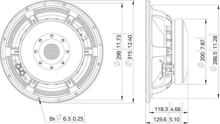 Actual product image Lavoce WAF124.02 30.50cm (12"") woofer, ferrite, aluminium basket (1 pcs.)