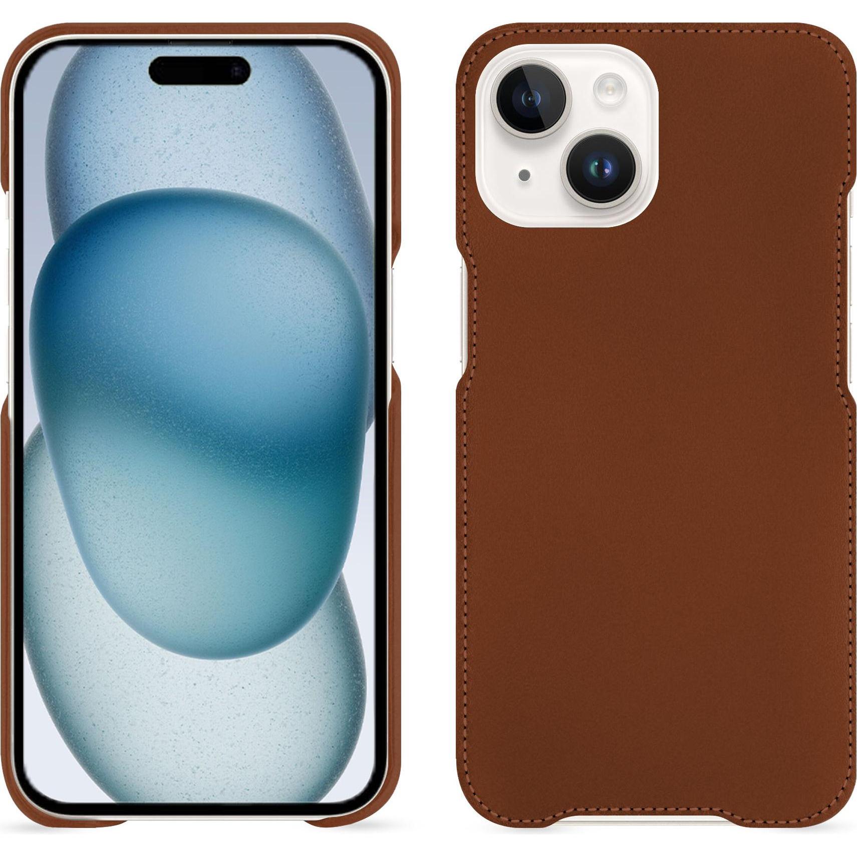Noreve Lederschutzhülle (Apple iPhone 15), Smartphone Hülle, Braun