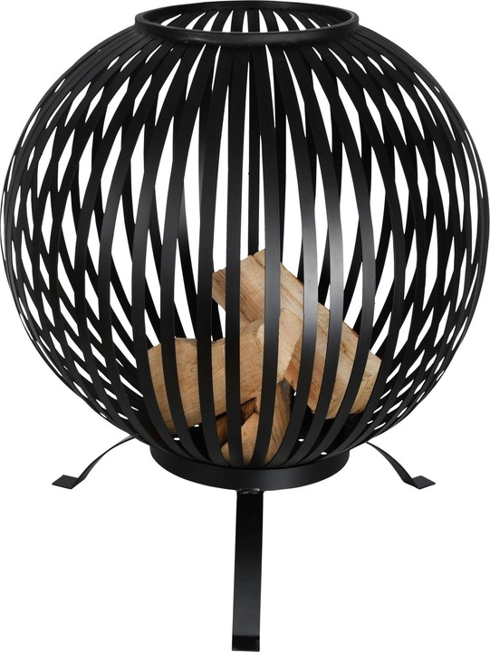 Actual product image Esschert Design Fire Bowl Ball Stripes, Ø 59.2 cm, Black (59.20 cm)
