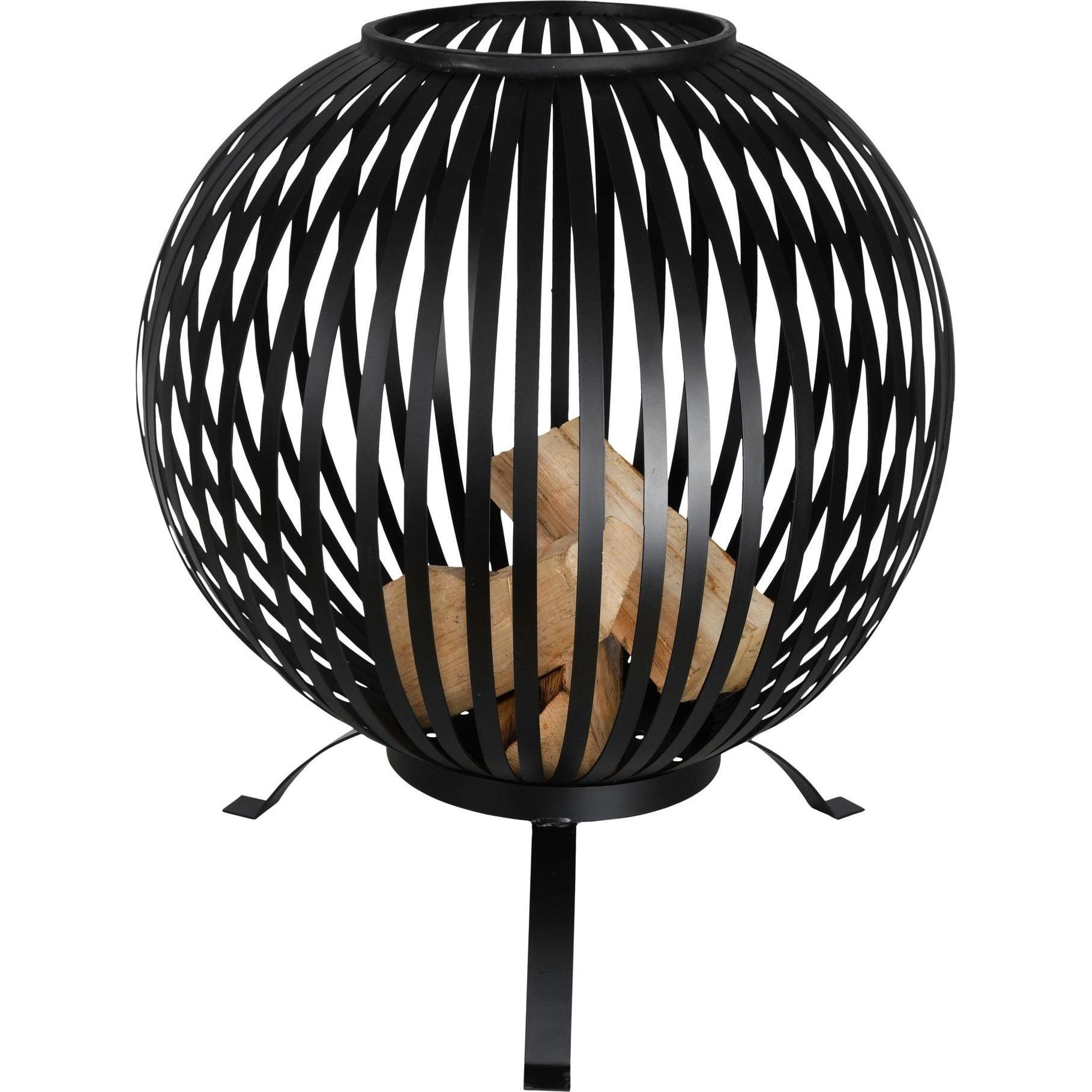 Esschert Design, Feuerschale, Feuerschale Ball Streifen, Ø 59.2 cm, Schwarz (59.20 cm)