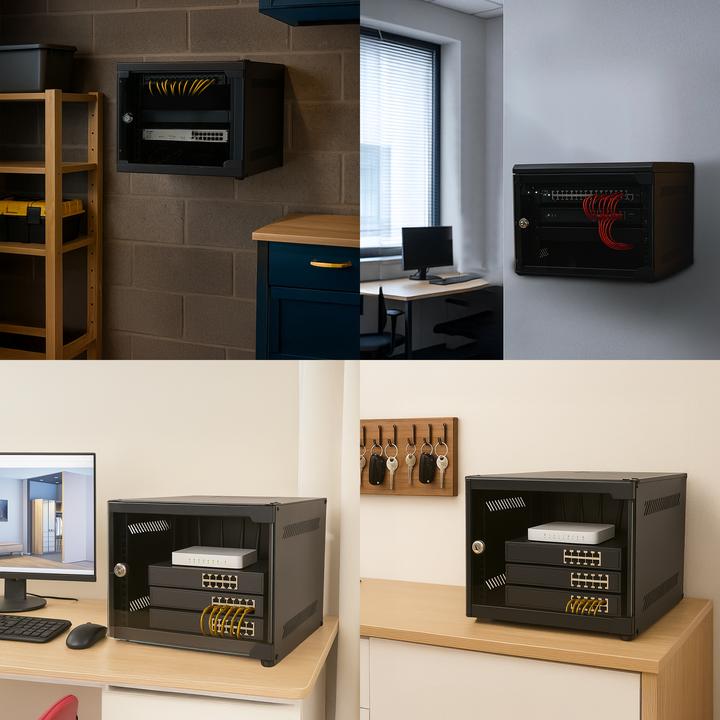 Productafbeelding Extralink LITE 6U 10" REK 280X310 WANDGEMONTEERD ZWART (6 HE, 10 inch rek)