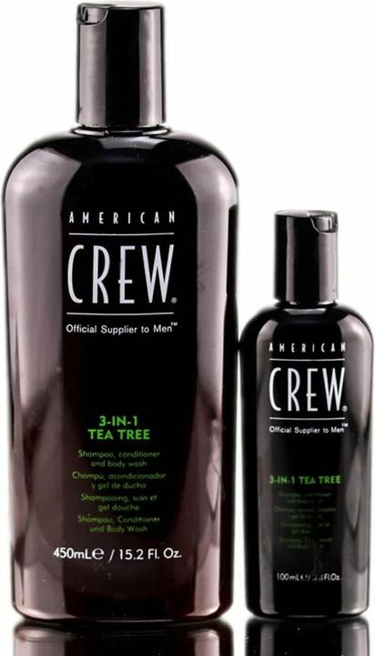 Image du produit American Crew Hair & Body 3-in-1 Tea Tree Refreshing Shampoo, Conditioner and Body Wash 100 ml (100 ml, Shampoing liquide)
